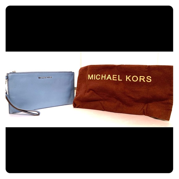 Authentic Michael Kors Blue Leather Trim Bag - Picture 1 of 3